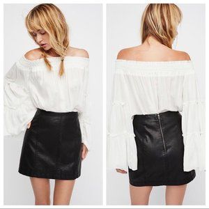 Free People Modern Femme Vegan Mini Skirt Black 12